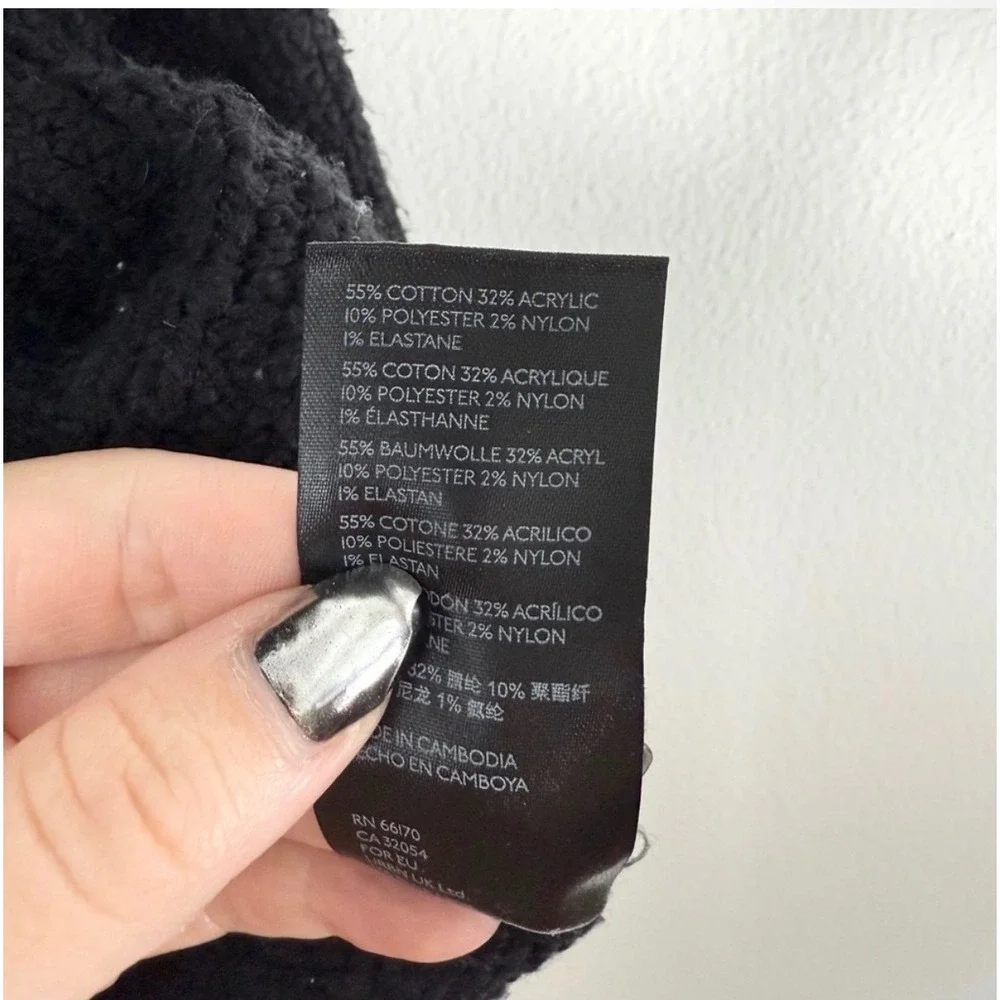Free People Brookside Slouchy Knit Sweater Black Off Shoulder Oversized XS